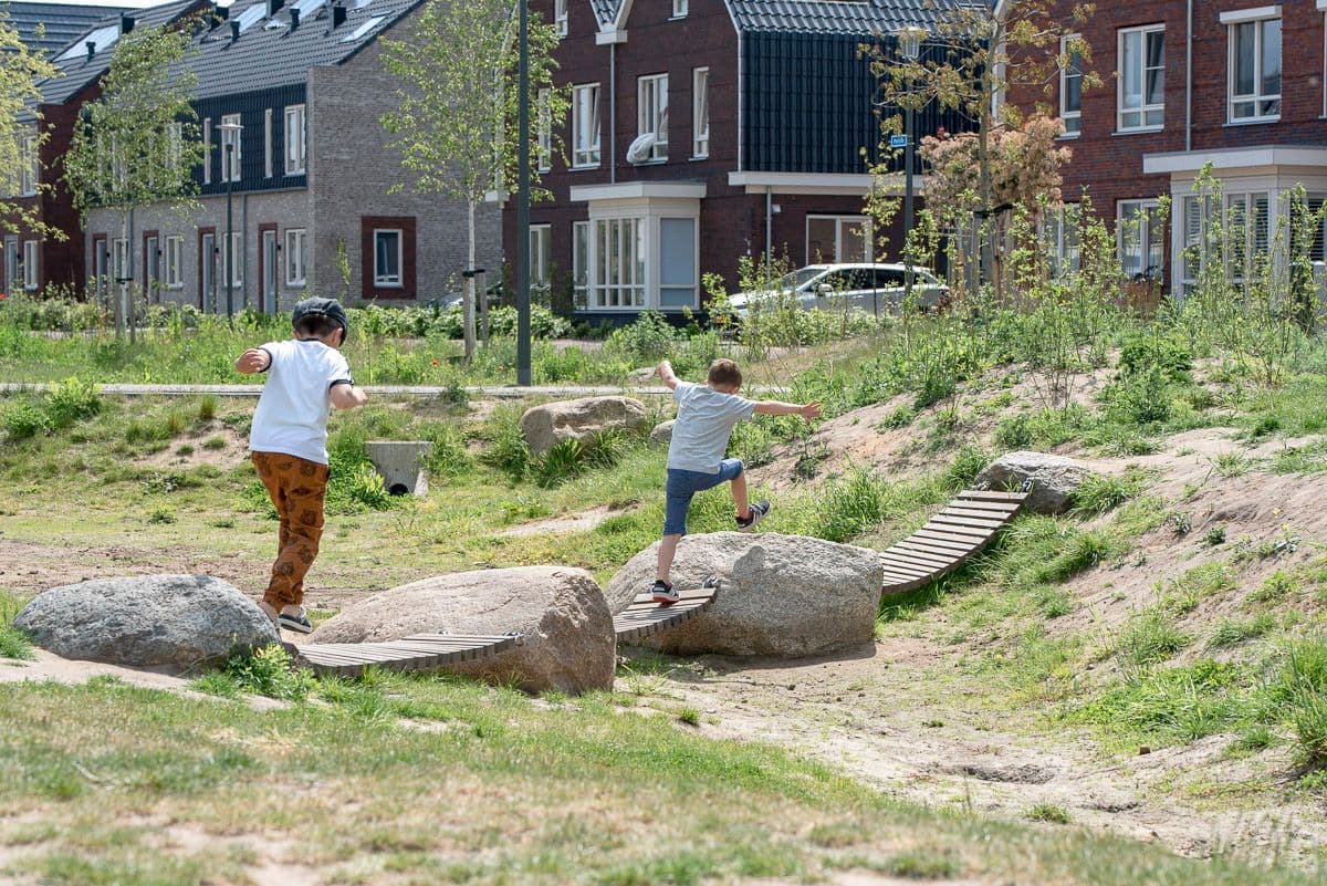 Kinderen spelend in het groen